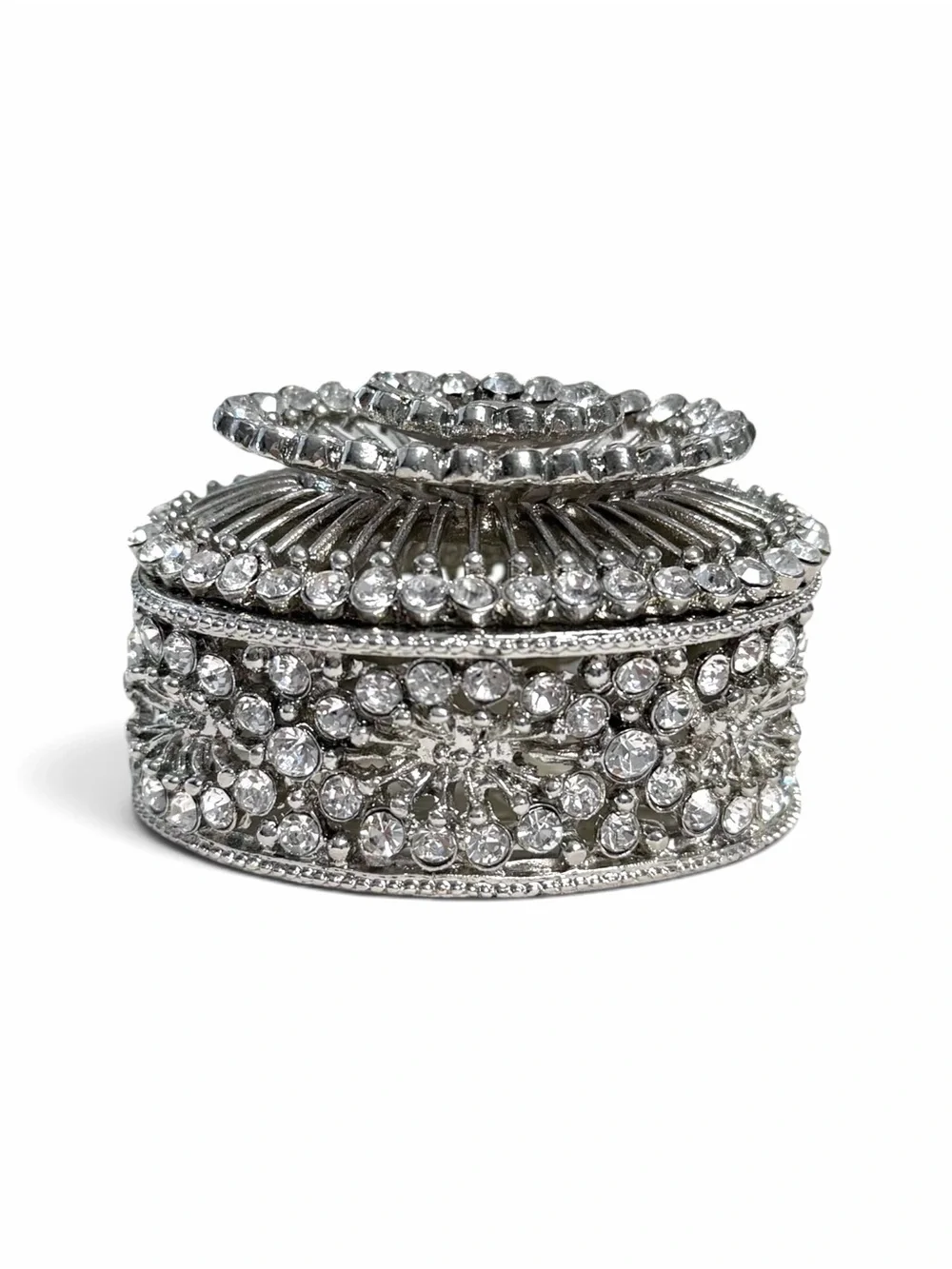 Olivia Riegel Vintage Silver Crystal Rhinestone Jolene Jewelry or Trinket Box